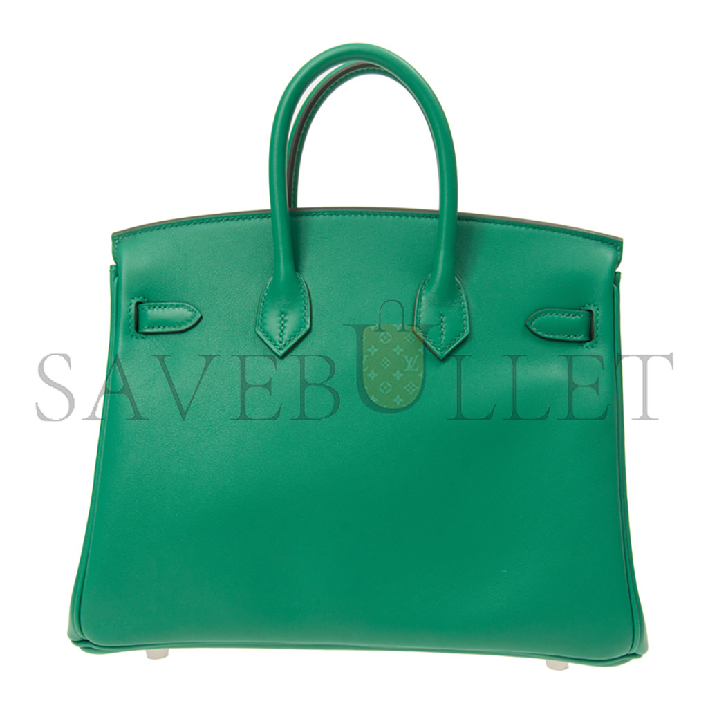 HERMÈS MASTER BIRKIN 25 SWIFT LEATHER VELVET GREEN SILVER BUCKLE H049362CK17 (25*20*13cm)